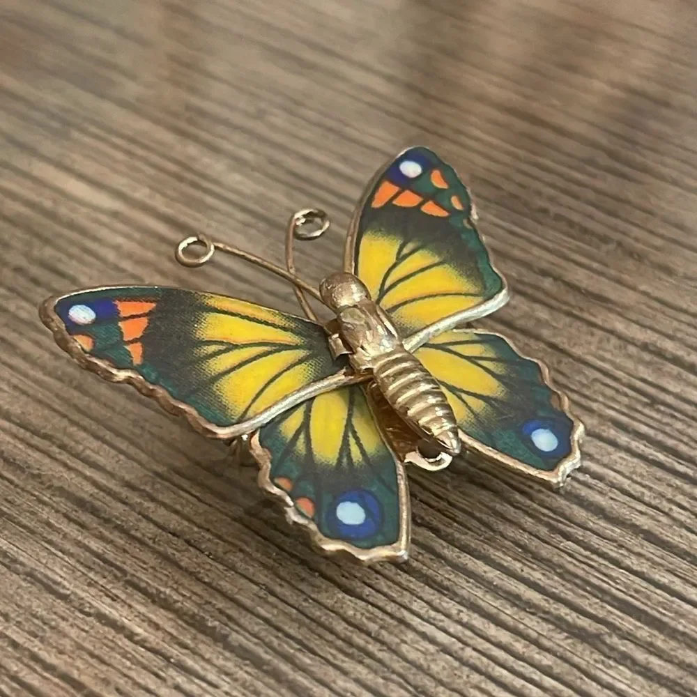 Vintage Colorful Butterfly Pin Resin Wings